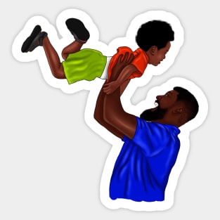 African Dad and Son, Father and Child Sticker
